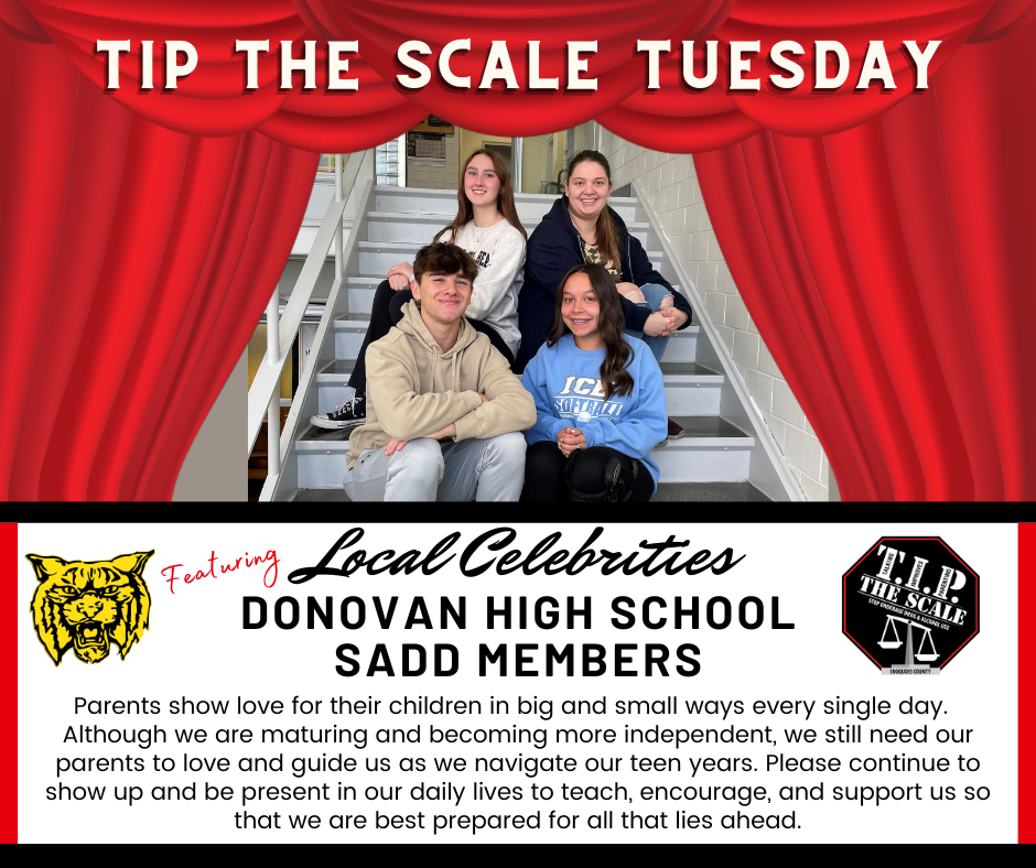 TIP Celebrity Feature Donovan HS SADD Members Graphic 1